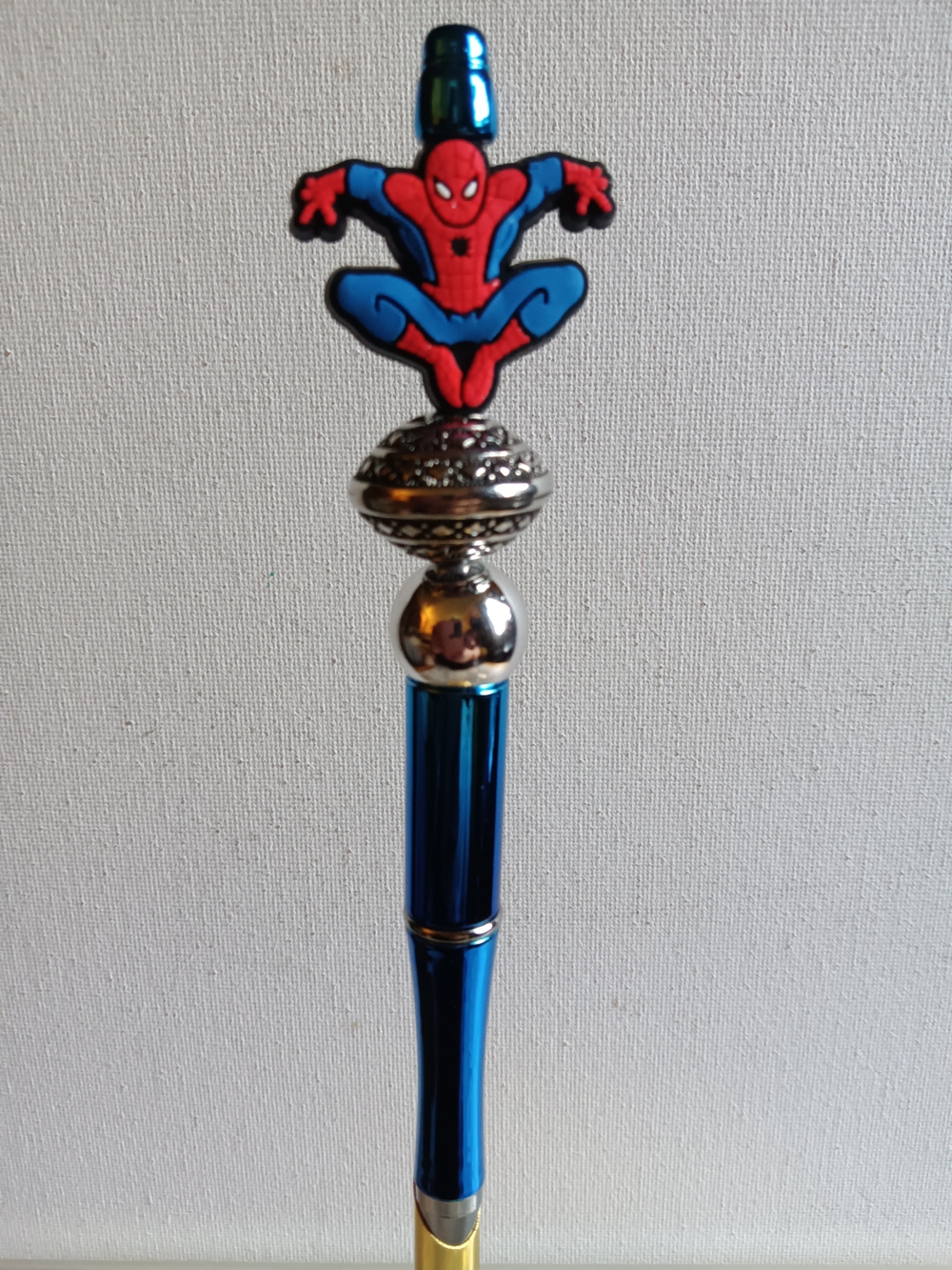 Blue and Red Novelty Beadable Pen